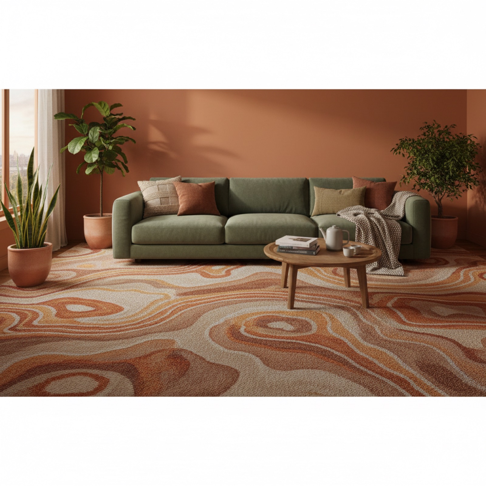 Grand tapis lavable dans un intérieur terreux